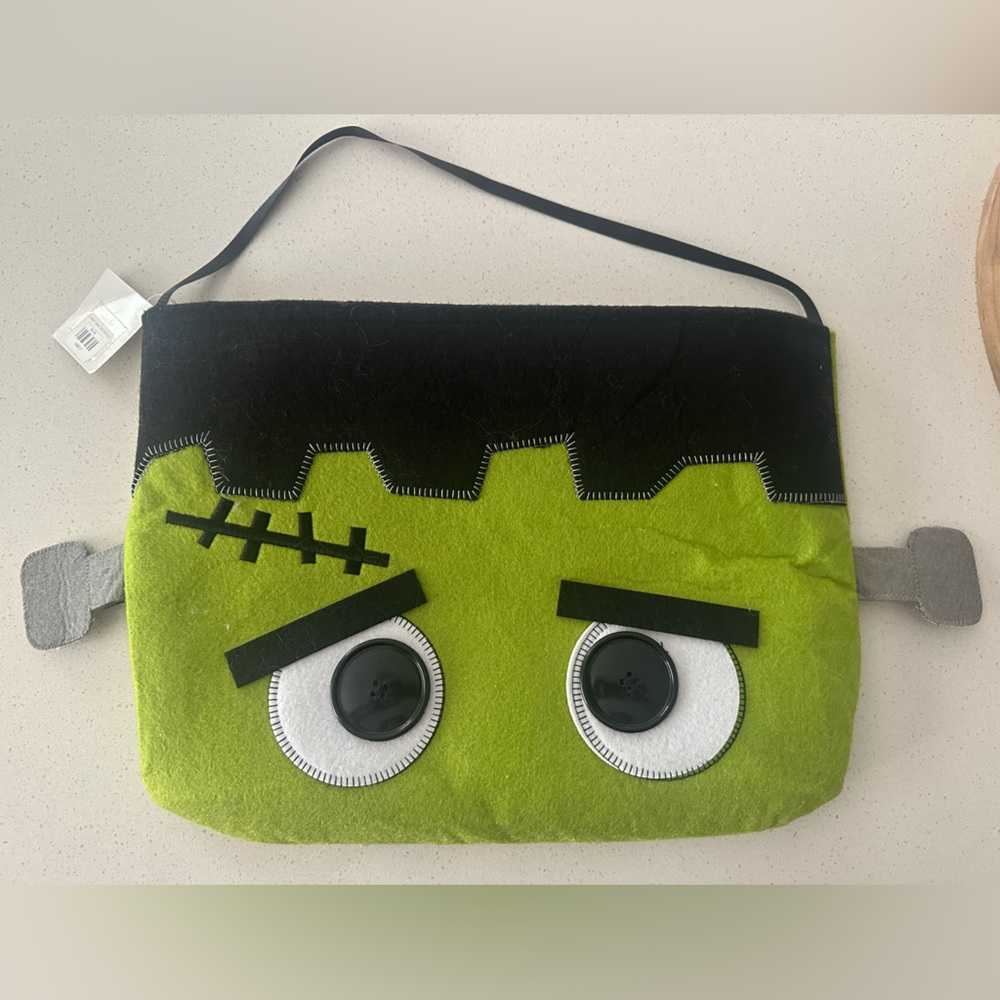 MUDPIE Green Monster Kids Bag Frankenstein Halloween 🎃 candy bag trick or treat